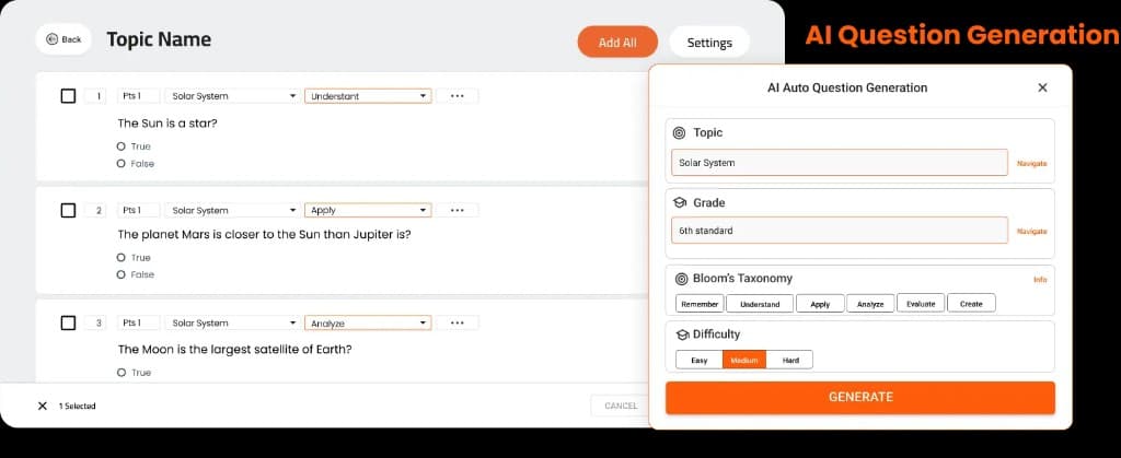 BrightClass AI assessment and question generation