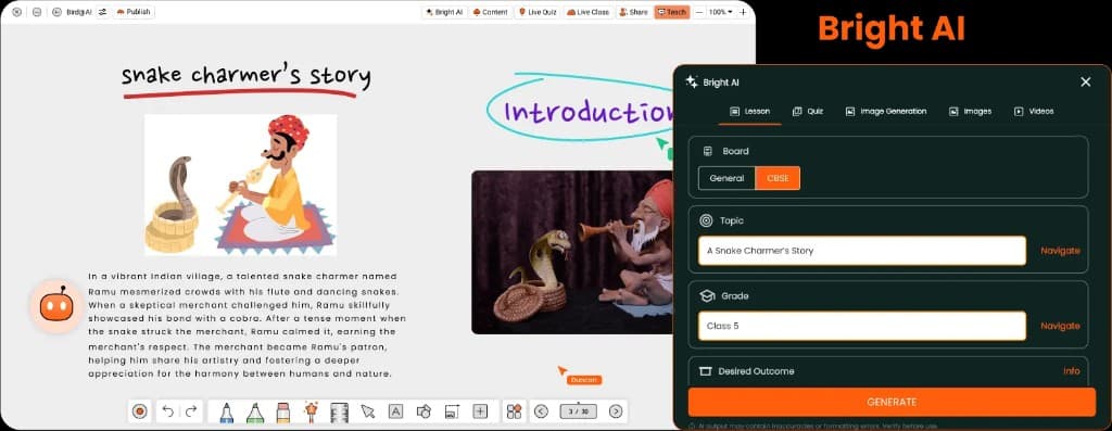 BrightClass lesson creation with Bright AI