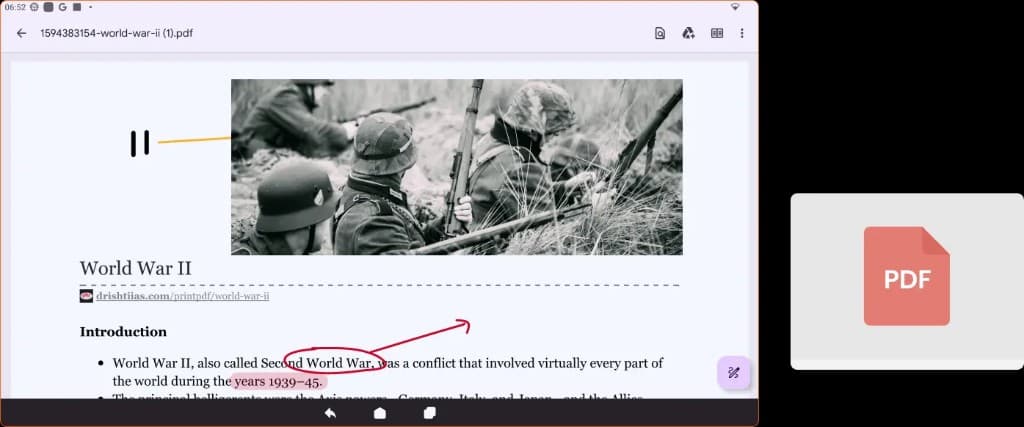 Annotating a PDF lesson on IntraEdu