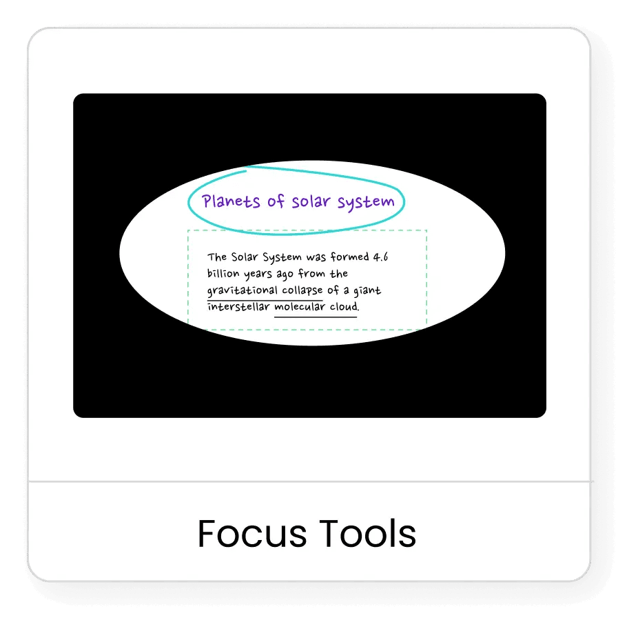 Focus tools on IntraEdu whiteboard